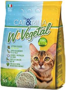 CAT&RINA WE VEGETAL lettiera agglomerante ecologica 100% vegetale composta da mais, assorbe e neutralizza gli odori, con olio di neem