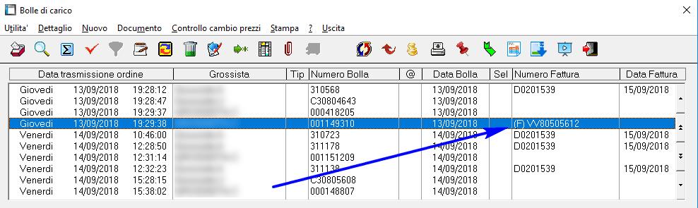 Fatturazione Elettronica Bolle di carico (indicazione Nuova Fattura da controllare) Nella funzione