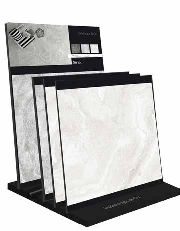 80x80-31,5 x31,5 CARBON LEVIGATO SILVER NATURALE SILVER LEVIGATO IVORY NATURALE IVORY LEVIGATO Display Sirio.