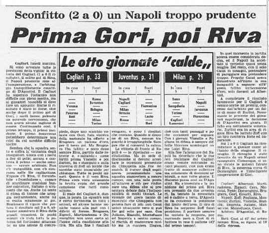 La Gazzetta dello Sport evidenziò i meriti di