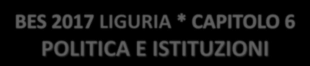 LIGURIA POLITICA E ISTITUZIONI Cosa NON va bene: la LIGURIA risulta Avere un