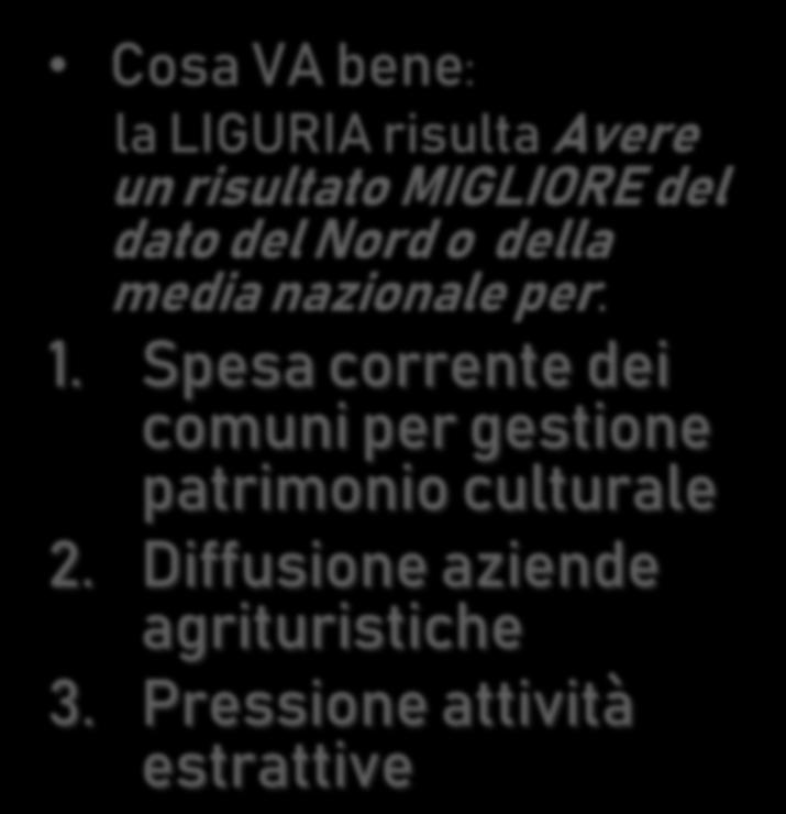 Densità e rilevanza patrimonio museale 6. Densità del verde storico 7.