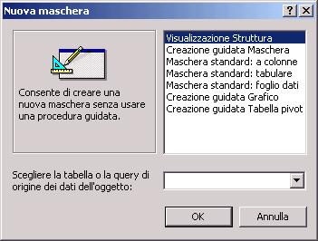 Maschere Creazione [1/5] Opzioni: Visualizzazione struttura Autocomposizione