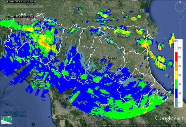 Figura 3: Mappe di riflettività del 04/03/2014 alle