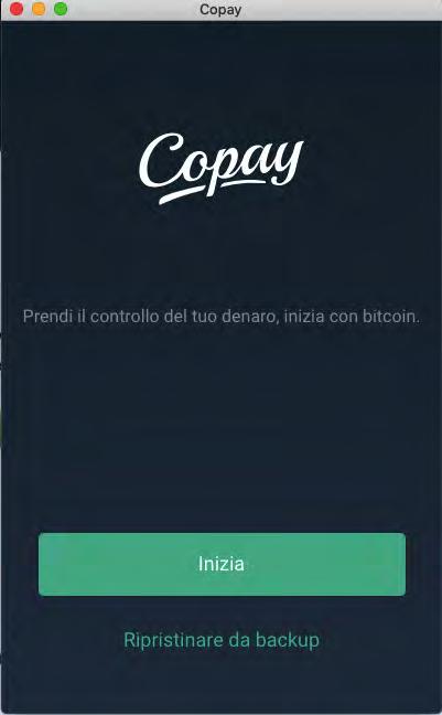 Manuale per l apertura di un wallet Copay Copay è un portafoglio mobile/desktop in grado di gestire Bitcoin e Bitcoin Cash, con wallet personali o multisign.