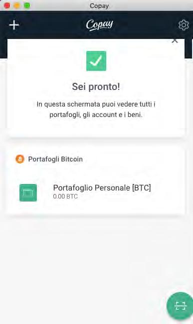 Modificare le impostazioni Una volta creato il vostro primo wallet Copay potete andare a verificare