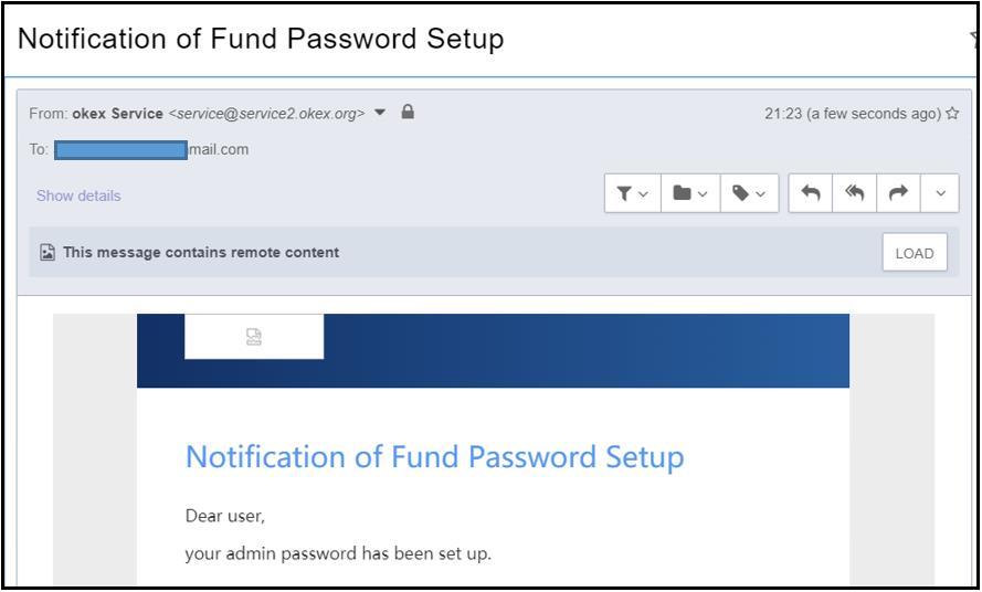Ora la Fund Password è attivata. Riceverete inoltre una e-mail di conferma.