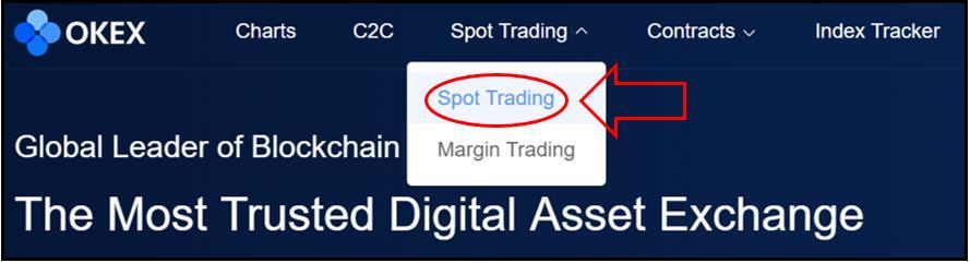 Sulla barra dei comandi, cliccate su Spot Trading per far aprire la tendina e poi di nuovo su Spot Trading.
