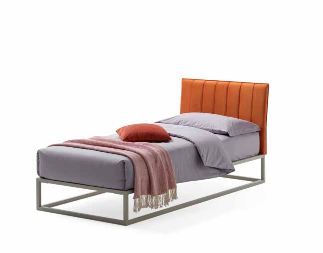 SAMOA MATCH - BEDROOM SPACE LETTI SINGOLI 86 I 8 FRAME TWIST colore seta con trapunta Band. Materasso e guanciale della linea Bside, completo copripiumino colore 29.