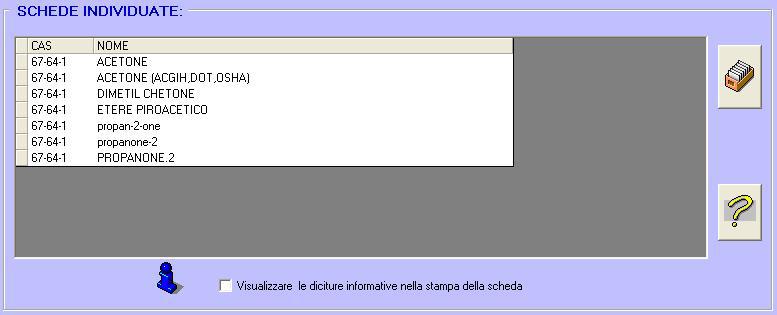 SCHEDE INDIVIDUATE Facendo CLICK con il mouse, nell elenco ricerche effettuate, sulla ricerca di proprio interesse, la riga della tabella viene evidenziata in blu e la scheda viene visualizzata nella