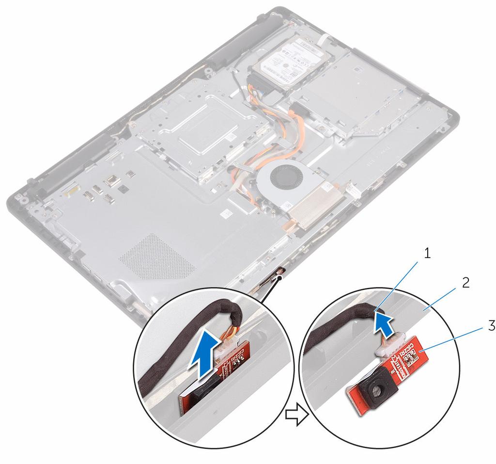 2 Scollegare il cavo del microfono dal relativo modulo.