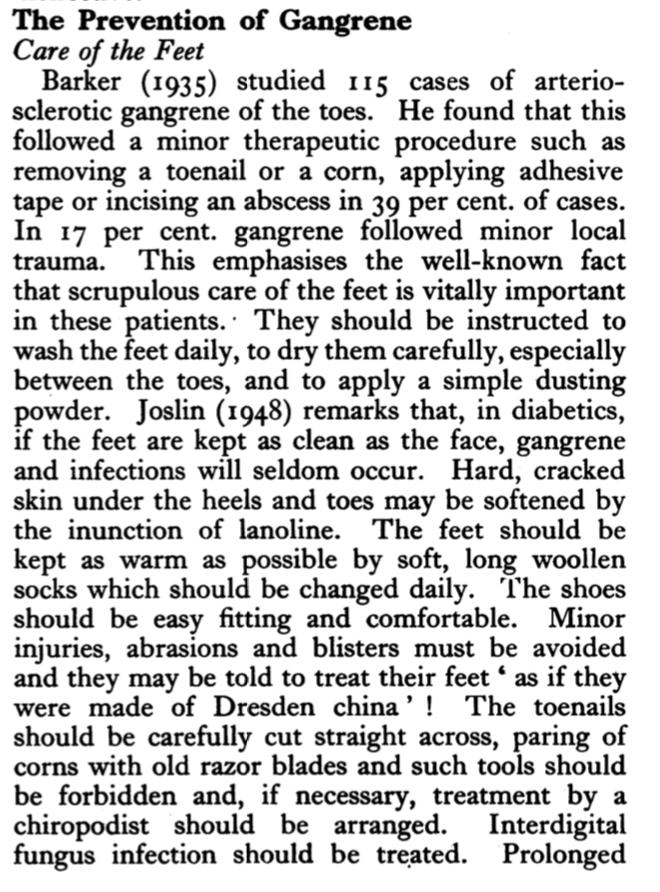 Barker (1935) ha studiato 115 casi di gangrena arteriosclerotica delle dita.