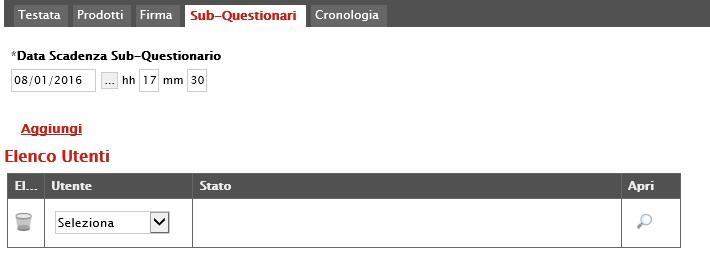 Sub-Questionario Nel caso in cui il referente fabbisogni voglia delegare ad altri la compilazione del questionario può procedere con l invio dei Sub-Questionari.