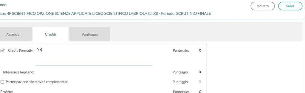 Finita la valutazione del singolo alunno si procederà con la scelta dell esito.