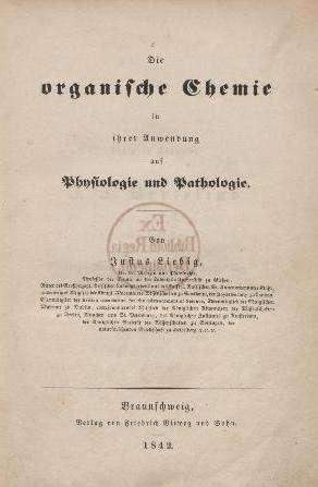La chimica organica di Liebig 1842 Die organische
