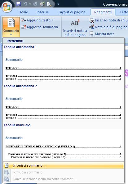 32 AM3 Elaborazione testi livello avanzato Una volta formattati i titoli: - Posizionare il cursore nel punto iniziale del documento, dove si desidera creare il sommario.