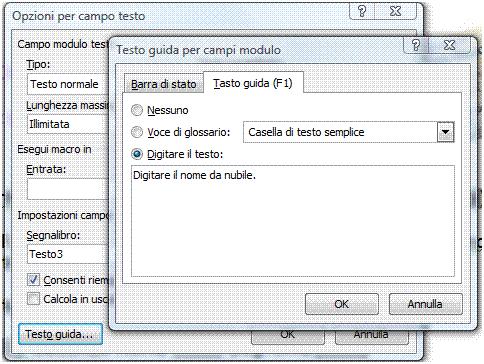 AM3 Elaborazione testi livello avanzato 49 Figura 3.51 Testo guida per campi modulo. AM3.3.2.3 Proteggere, sproteggere un modulo.