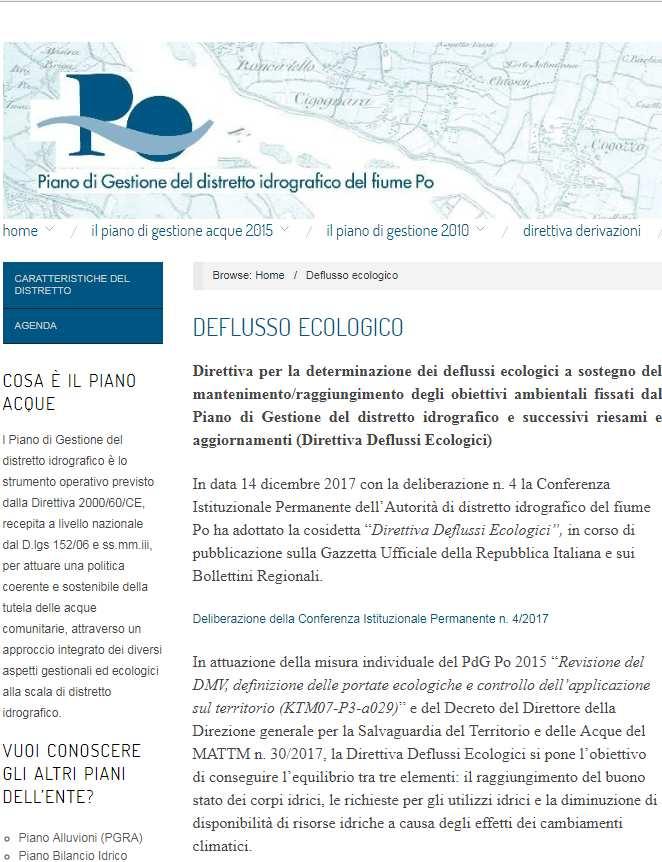 deflusso ecologico e per