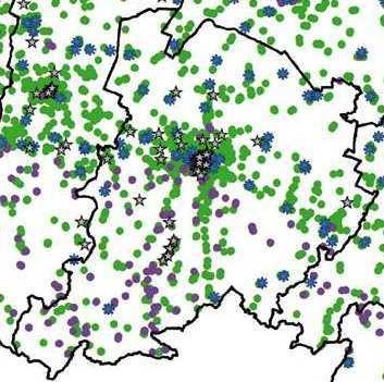 Figura 9 - Rete di trasporto e distribuzione di energia elettrica ad AAT e AT in Emilia Romagna (elettrodi ed impianti) 2016 Fonte: Arpae Emilia Romagna, Terna Per