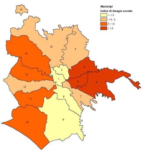 Disagio sociale ed emarginazione L indicatore utilizzato è Indice di Disagio Sociale ricalcolato su base Roma.