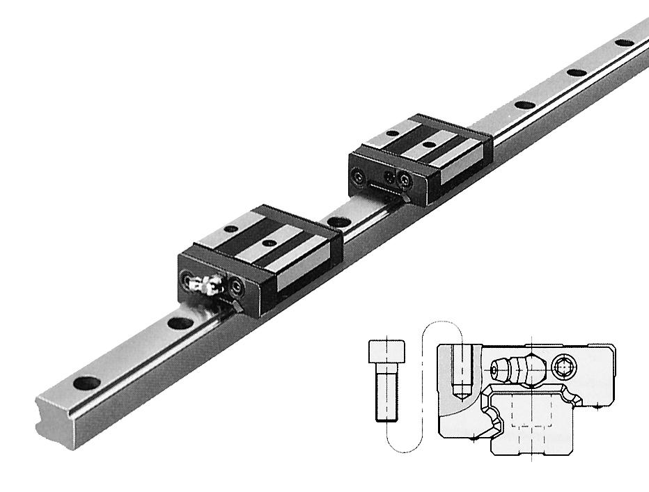 Tipi disponibili arrello LM tipo GSR-T Rotaia LM tipo GSR Sistema di guida LM con due gole ad arco circolare. Elevata capacità di autoallineamento in caso di imprecisioni delle superfici di montaggio.