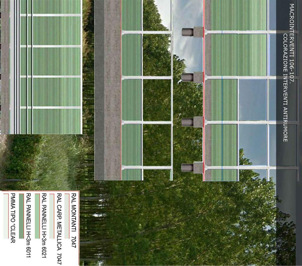 sinistro i fotogrammi in cui appare lo chassis (superficie di ingombro rappresentata in trasparenza) delle barriere di progetto.