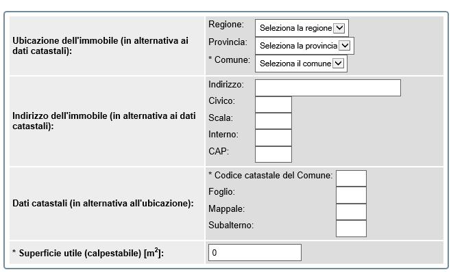 3. Dati dell immobile Ubicazione Dati catastali