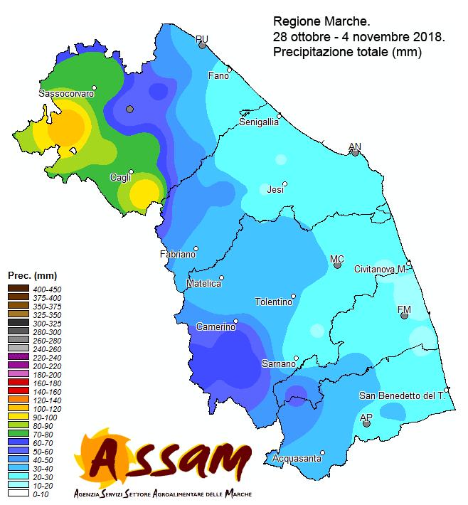 Notiziario Agrometeorologico Province di Ascoli Piceno e Fermo n 43 del 07/11/2018 pag 2 Figura 2.