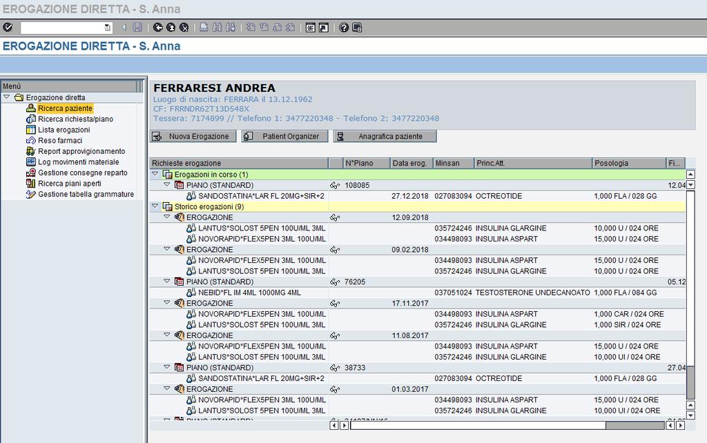 Possibilità di accesso al Patient Organizer e di