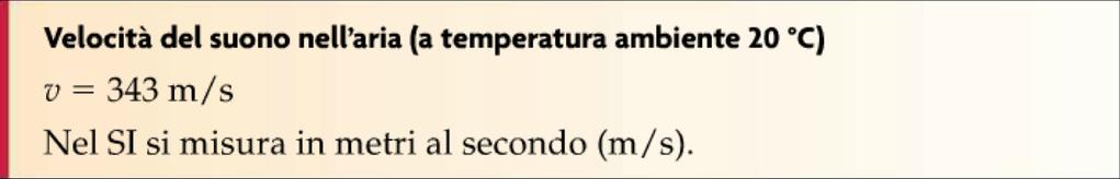 Velocità delle onde sonore La velocità del suono varia in funzione del mezzo di