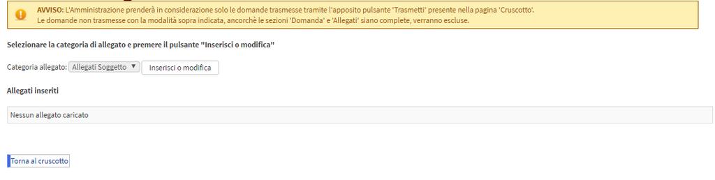 modifica, che attiva la pagina per la registrazione dei documenti attraverso il menu ad elenco Categoria allegato.