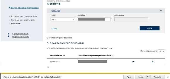 14 Download file Se l utente sceglie di aprire il file, viene visualizzato il contenuto del file in formato.zip.