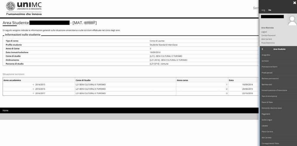 Atti Carriera (per visualizzare eventuali delibere che ti riguardano) Conseguimento Titolo (per compilare la tua domanda di conseguimento titolo) Certificati (per stampare i certificati