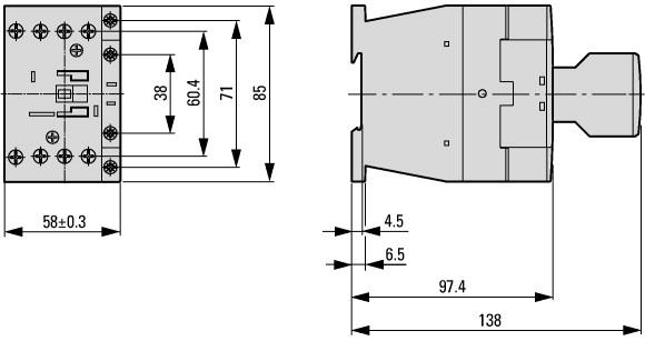 Dimensioni Contattori con modulo contatti