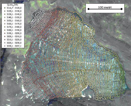 Validazione con rilievo GPS-RTK L acquisizione del 5 settembre 2006 sull area dell alta Valtellina è stata anche oggetto di una validazione della metodologia e di una quantificazione degli errori