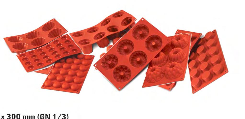 STAMPI IN SILICONE Art. 40055 Puro silicone morbido alimentare atossico ad alta conducibilità. In forno, sulle griglie o sulle piastre perforate, garantisce la migliore qualità di cottura.