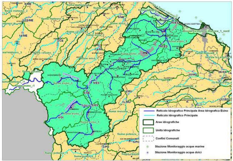 3.2.2 Descrizione del reticolo idrografico L area ricade all interno del bacino idrografico del fiume Esino.