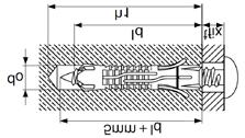 HUD HUD -1-1 I Ancorante I universale universale Particolari di posa: profondità del foro h 1 e profondità effettiva di ancoraggio h ef Particolari di posa HUD-1 Diametro nominale punta trapano d o