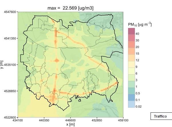 ISAFOM Contributo delle ricadute al suolo sul territorio acerrano degli ossidi di azoto PM10 (POLVERI) tutte le