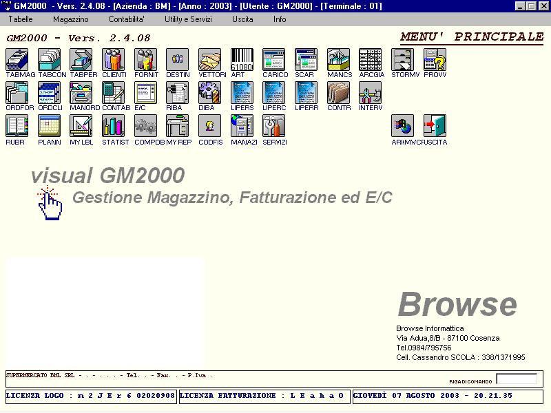 GM2000 GUIDA ALL INSTALLAZIONE 3 16/03/08 Ecco che appare il menu' principale.
