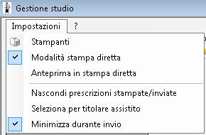 L esito dell operazione sarà confermato da un messaggio nell area di notifica in basso a destra dello schermo Gestione studio Impostazioni Nel menu Impostazioni di Gestione studio sono presenti le