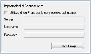 Connessione ad internet tramite server proxy Attivare l opzione: o Utilizzo di un Proxy per la connessione ad internet se la connessione ad Internet avviene tramite un Server proxy e compilare i