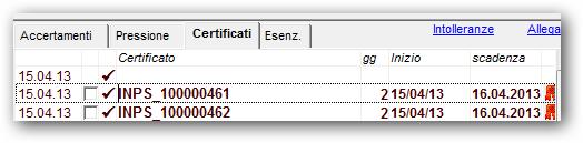 del certificato di malattia e la data di scadenza.