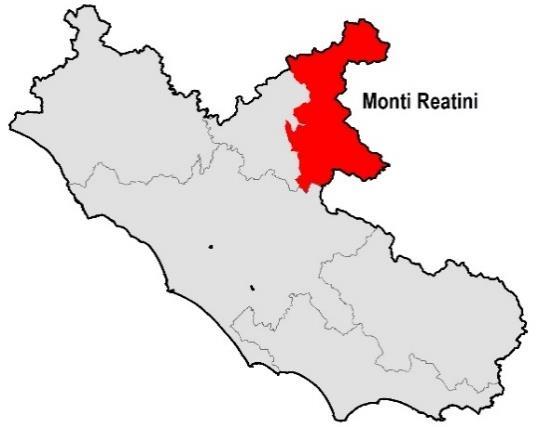 Regione Lazio 12 Monti Reatini Revisione documento: Marzo 2019 Dati di riepilogo area interna Totale Comuni 31 Popolazione residente 33.671 Superfice (Kmq) 1.