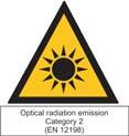 RADIAZIONI OTTICHE ARTIFICIALI: Conformemente a quanto prescritto nella Direttiva 2006/25/CE ed alla Norma EN 12198, l'apparecchiatura è di categoria 2.