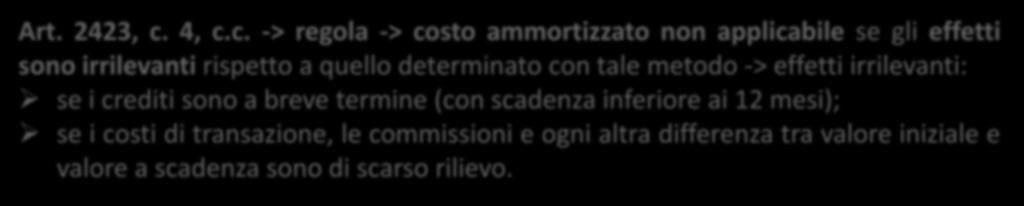 11 CREDITI VALUTATI AL COSTO AMMORTIZZATO E SOGGETTI AD ATTUALIZZAZIONE Art. 2423, c.