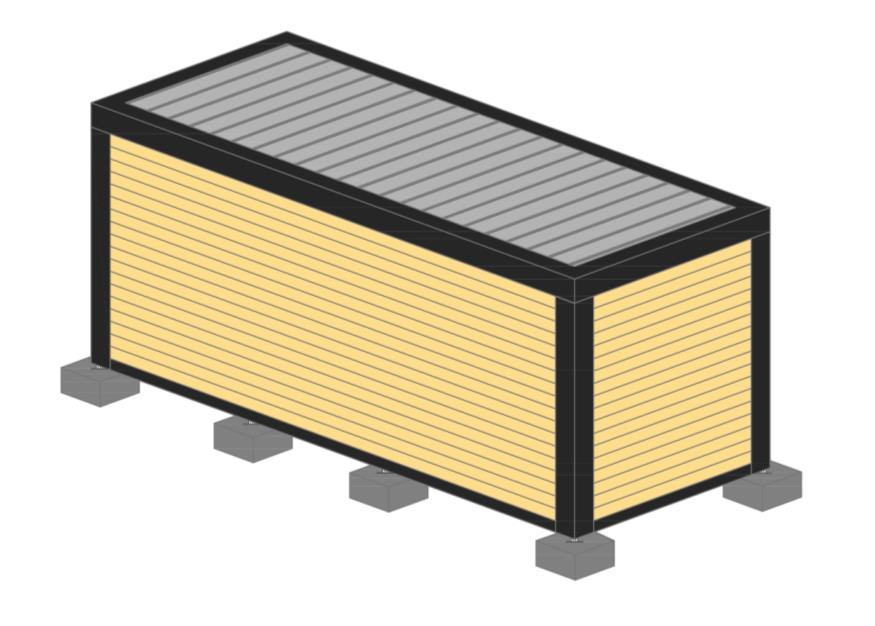 PLATEA D APPOGGIO Il modulo andrà posizionato su una piattaforma in calcestruzzo adeguatamente dimensionata o in alternativa su singoli basamenti in calcestruzzo con superficie