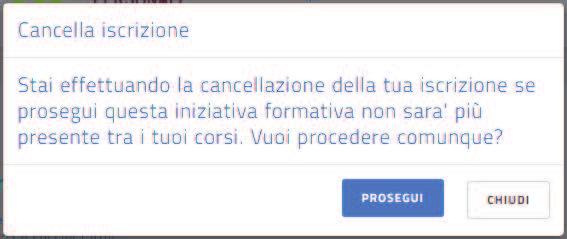 Figura 33 Le mie iniziative formative: Cancella iscrizione Cancella l iscrizione all edizione di un iniziativa formativa: L utente potrà cancellare la sua