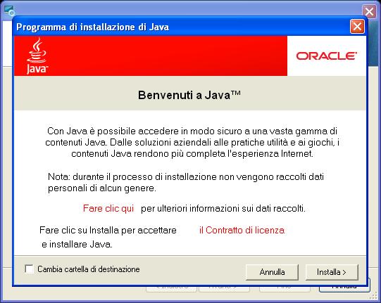 Cliccare su Installa > Partirà l'installazione di Java (figura