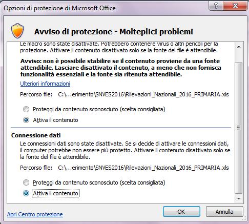 1 2 Figura A1.6 Contrassegnare l opzione Attiva il contenuto e poi cliccare su OK.